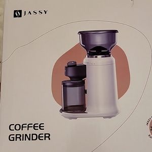 Jassy conical burr coffee bean grinder electronic timer 30° setting White NEW